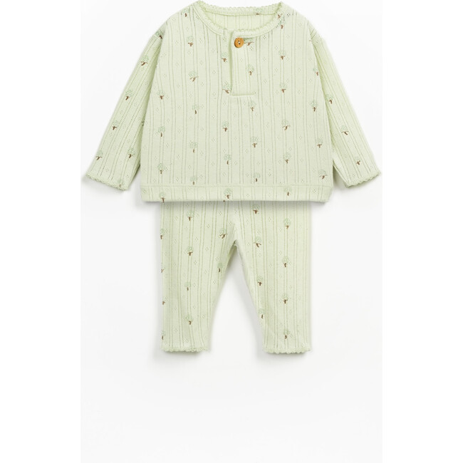 Knit Pointelle Baby Set, Green