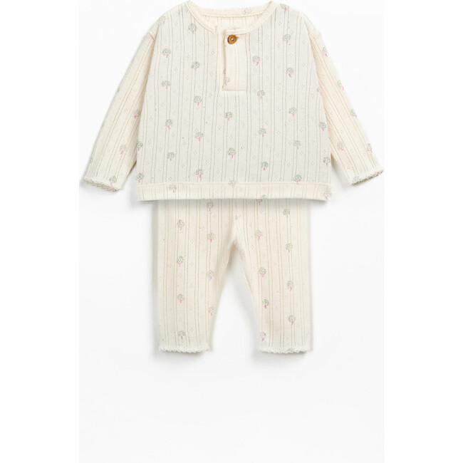 Knit Pointelle Baby Set, Cream
