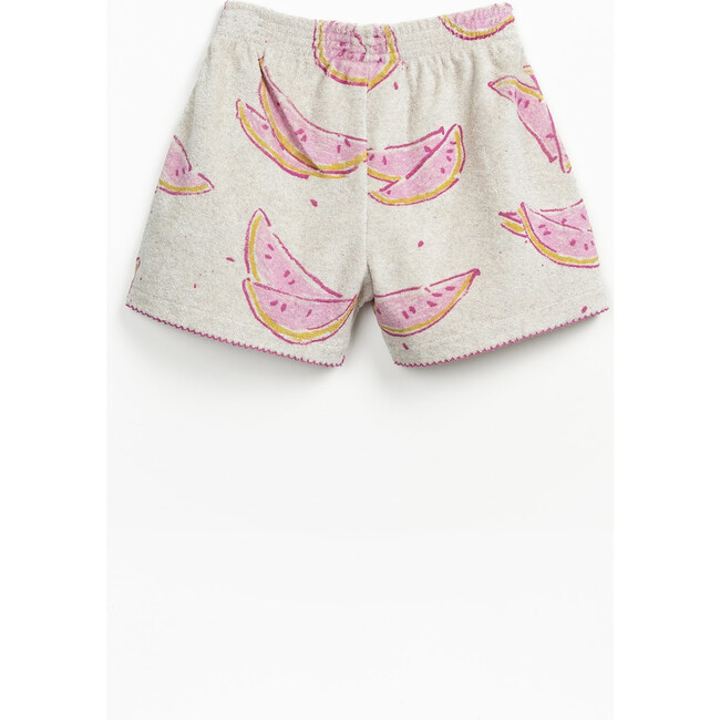 Girls Watermelon Print Terry Shorts, Beige - Shorts - 2