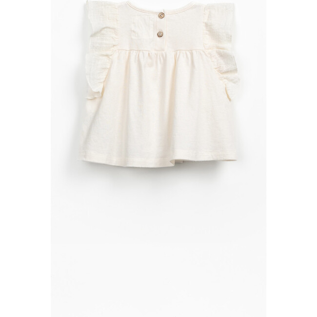 Flutter Sleeve Tunic, Cream - Blouses - 2