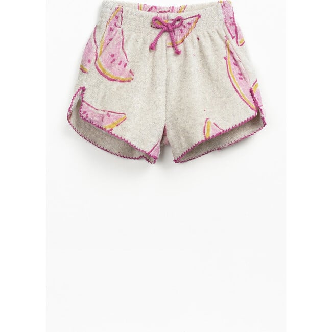 Baby Watermelon Print Terry Shorts, Beige