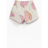 Baby Watermelon Print Terry Shorts, Beige - Shorts - 2