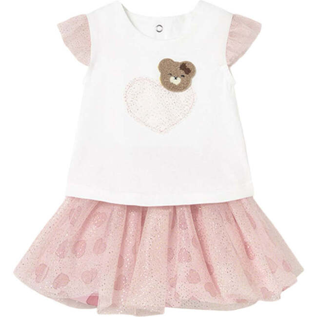 Teddy Baby Rose Skirt Set, Pink