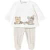 Teddy Cookie Outfit Set, Beige - Mixed Apparel Set - 1 - thumbnail