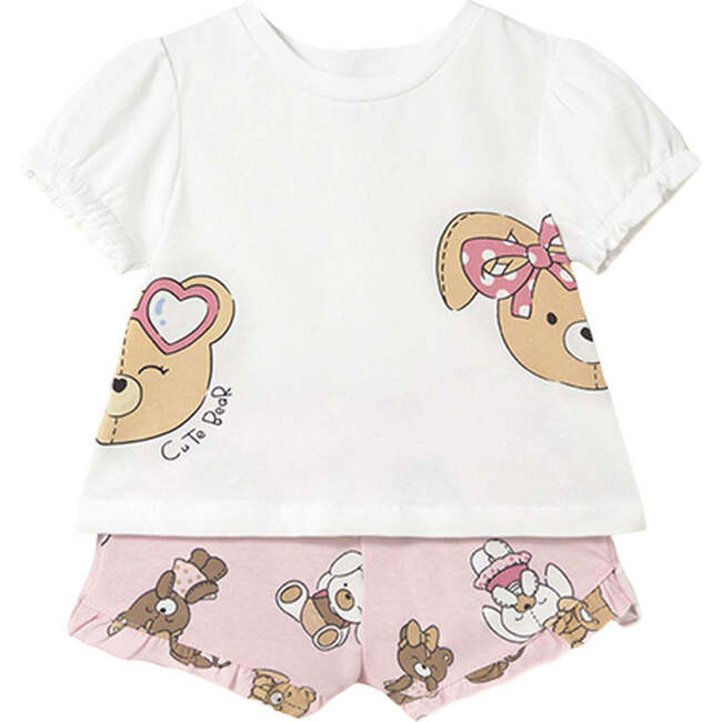 Teddy Baby Rose Shorts Set, Pink