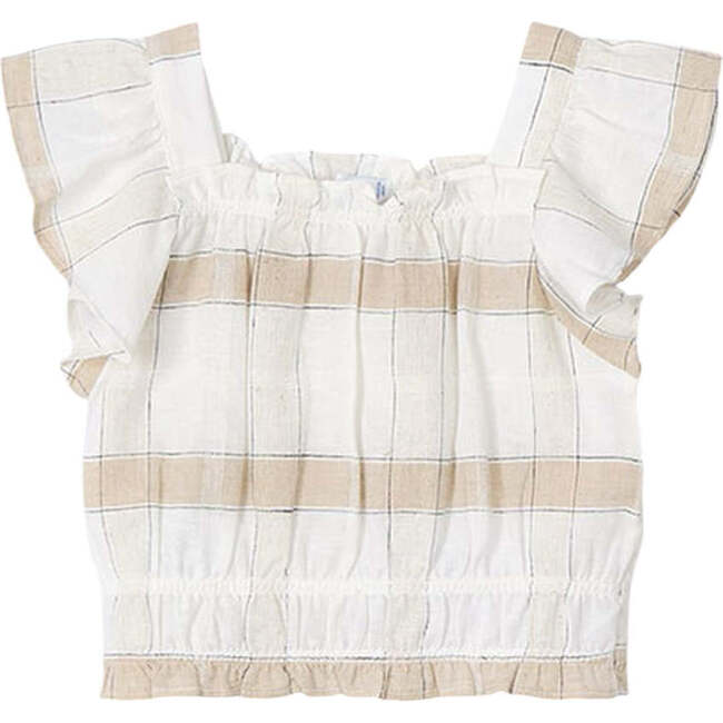 Striped Loose Ruffle Shirt, Cinnamon - Blouses - 1