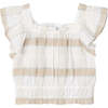 Striped Loose Ruffle Shirt, Cinnamon - Blouses - 1 - thumbnail