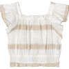 Striped Loose Ruffle Shirt, Cinnamon - Blouses - 2