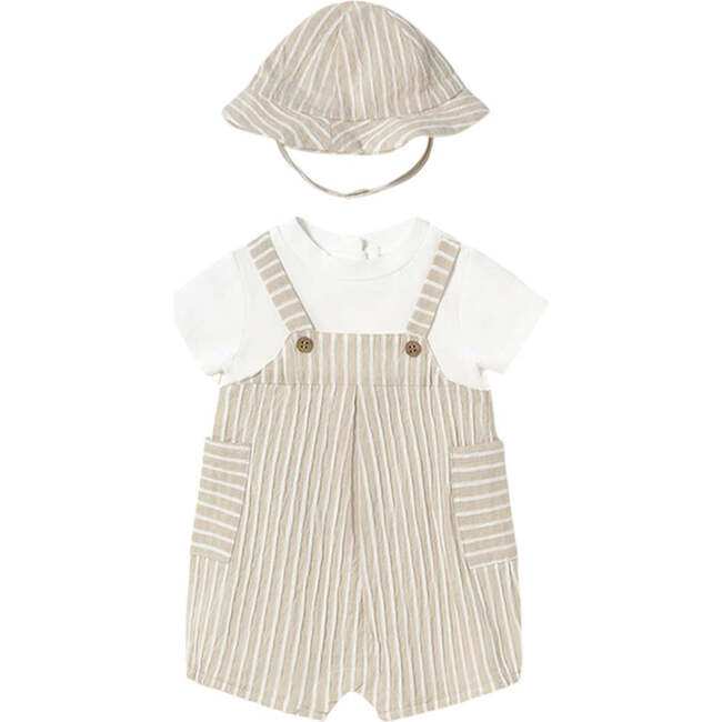 Root Striped Romper Set, Beige