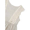 Linen Ornamental Sleeveless Dress, Ivory - Dresses - 3