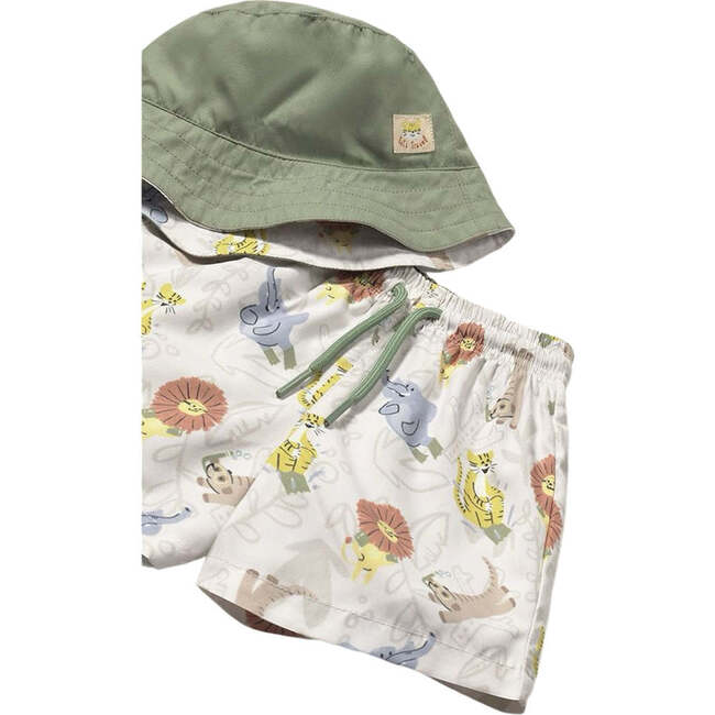 Jungle Safari Canvas Swimsuit Set, Beige - Swim Trunks - 3