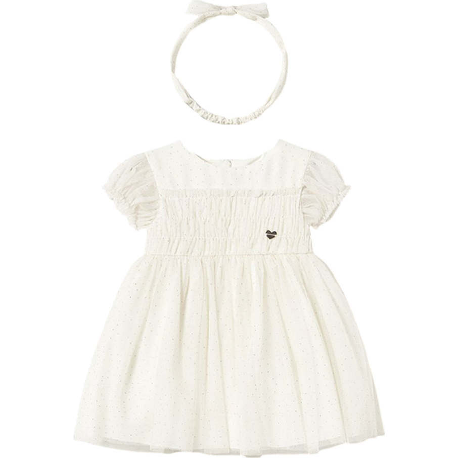 Chiffon Dress Headband Set, Natural - Dresses - 1