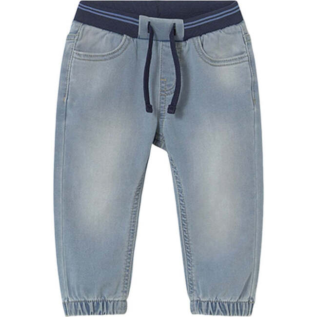 Bleached Drawstring Jeans, Blue