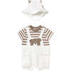 Muffin Teddy Knit Onesie Set, Brown - Onesies - 1 - thumbnail
