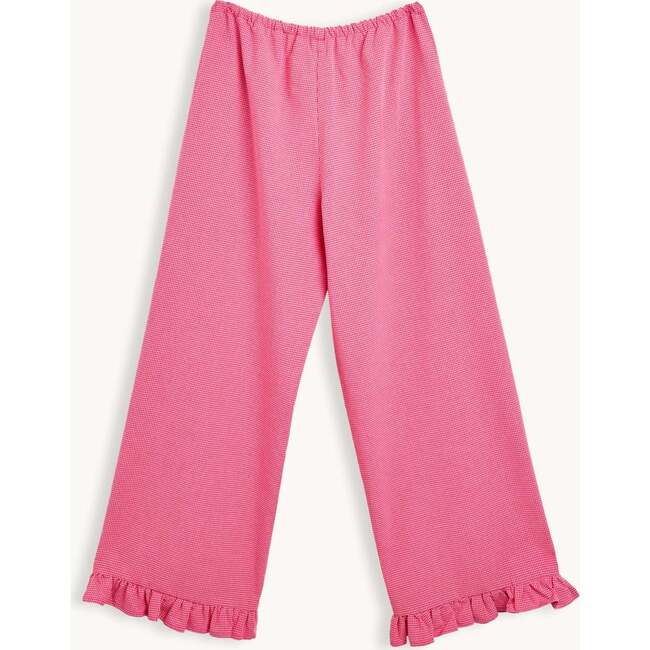 Women's Vichy Frilled Trousers, Wild Berry - Pants - 4