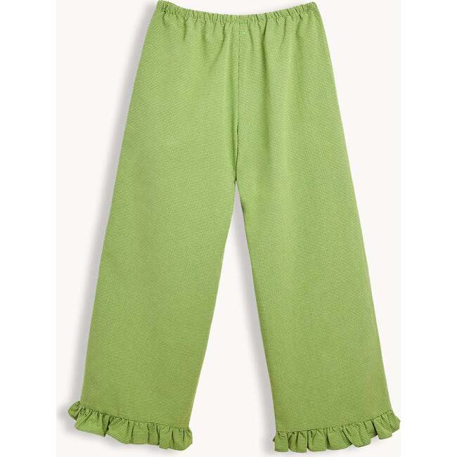 Women's Vichy Frilled Trousers, Matcha Green - Pants - 4