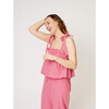Women's Vichy Frilled Top, Wild Berry - Tank Tops - 4