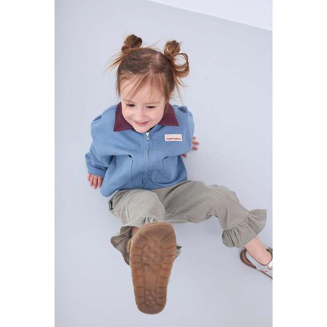 Vichy Frilled Trousers, Foggy Brown - Pants - 3