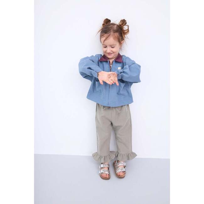 Vichy Frilled Trousers, Foggy Brown - Pants - 4