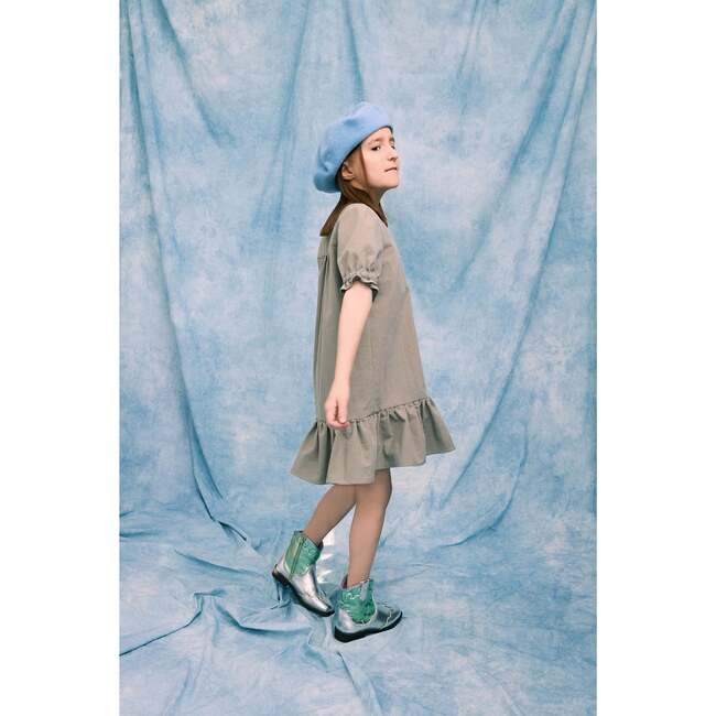 Vichy Frilled Dress, Foggy Brown - Dresses - 2