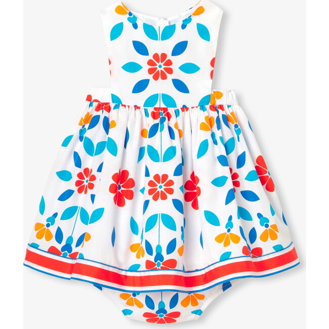 Baby Girl Dress In Poplin White/Multicolour