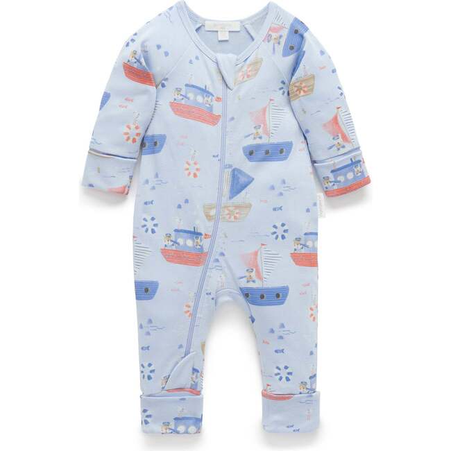 Printed Zip Growsuit Captain Doggy Print
