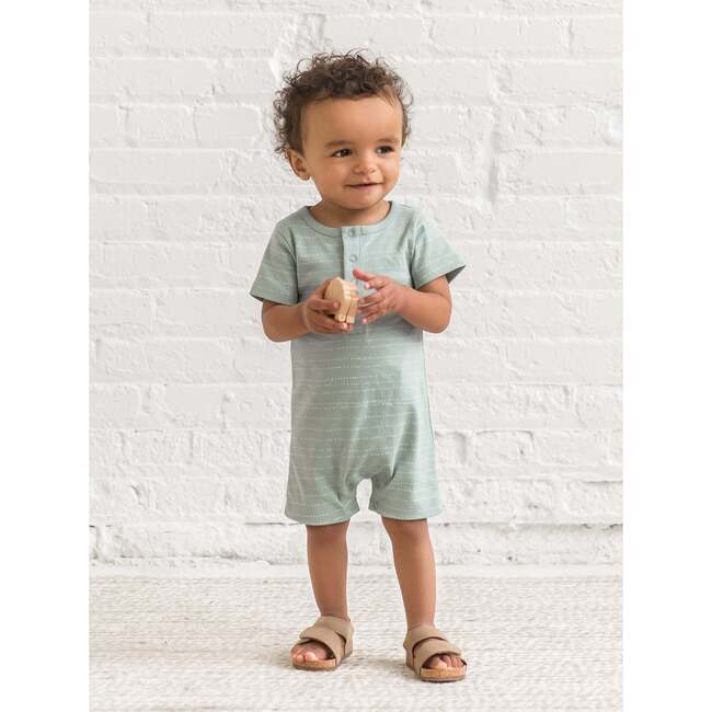 Mason Short Sleeve Romper Pebble / Jade - Rompers - 2