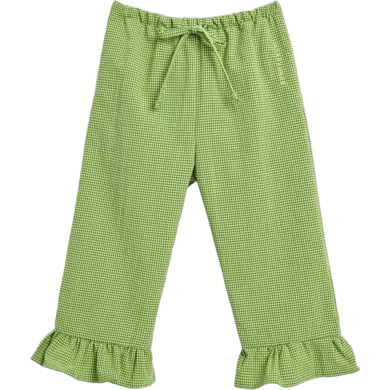 Vichy Frilled Trousers, Matcha Green - Pants - 1