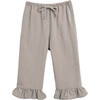 Vichy Frilled Trousers, Foggy Brown - Pants - 1 - thumbnail