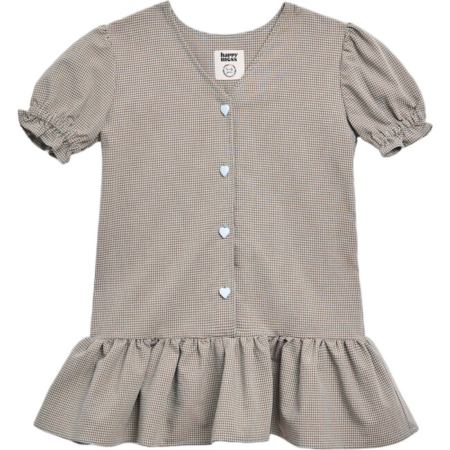 Vichy Frilled Dress, Foggy Brown