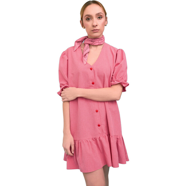Women's Vichy Frilled Dress, Wild Berry