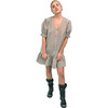 Women's Vichy Frilled Dress, Foggy Brown - Dresses - 1 - thumbnail