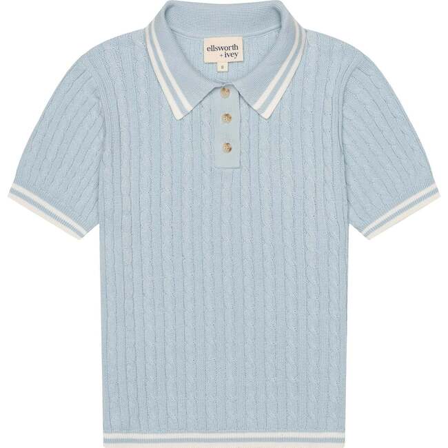Grace Knit Polo Cableknit, Blue