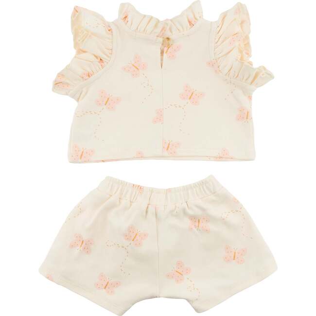 Mini Butterflies Pink Lola Top Jamie Short Set, Milk - Mixed Apparel Set - 2