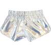 Metallic Draw String Track Short, Silver - Shorts - 2