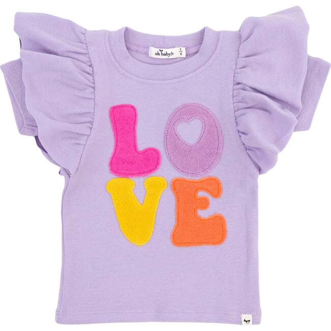 Cotton Candy LOVE Terry Appl Butterfly SS Tee, Orchid - T-Shirts - 1