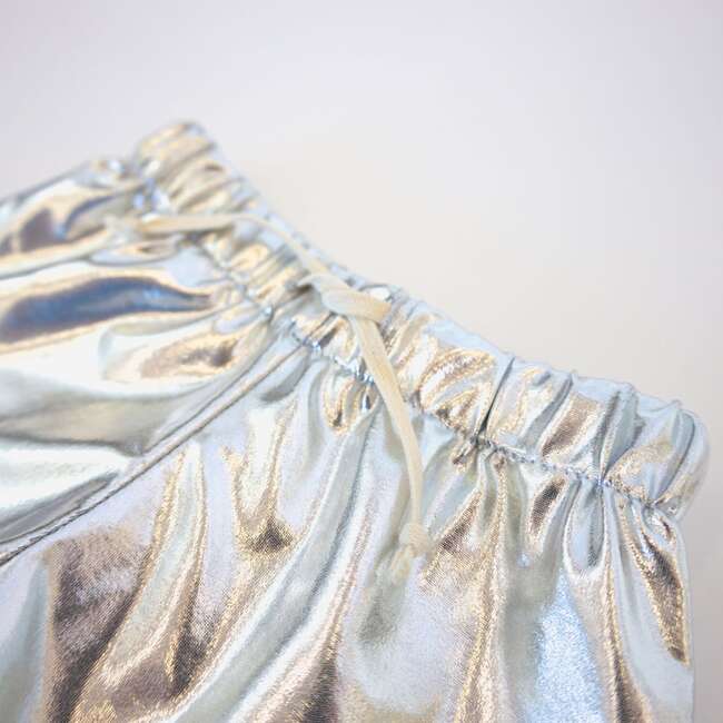 Metallic Draw String Track Short, Silver - Shorts - 4