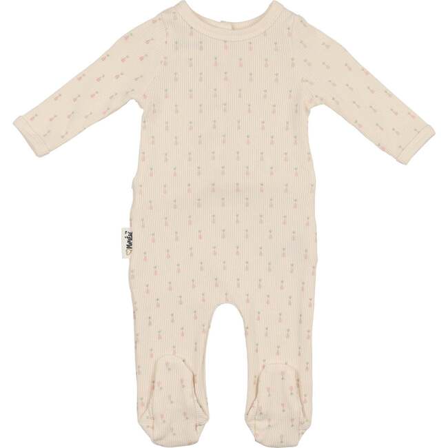 Ribbed Pineapple Footie and Beanie Set, Beige Girl