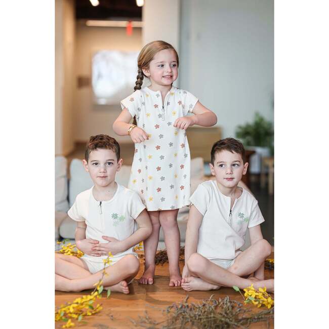 Floral Ribbed Boys Top, Beige Boy - Cardigans - 2