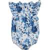 Blue Garden Romper, White Blue - Rompers - 1 - thumbnail