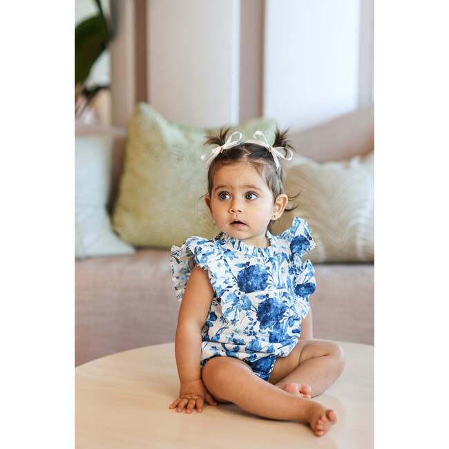 Blue Garden Romper, White Blue - Rompers - 2