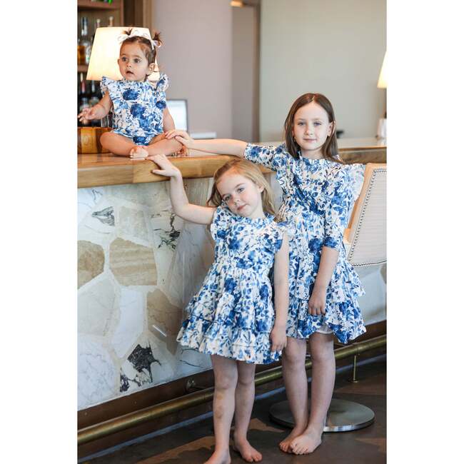 Blue Garden Romper, White Blue - Rompers - 3