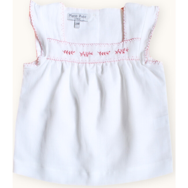 Olivia Hand-Embroidered Blouse, White