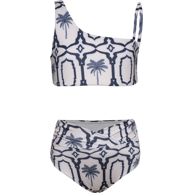 Tere Girl Bikini Top; Elisa Navy Palms Girl Bikini Bottom