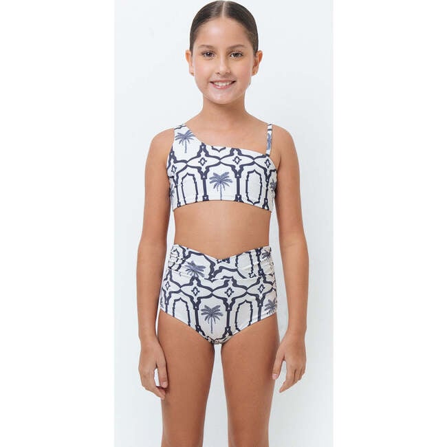 Tere Girl Bikini Top; Elisa Navy Palms Girl Bikini Bottom - Two Pieces - 2