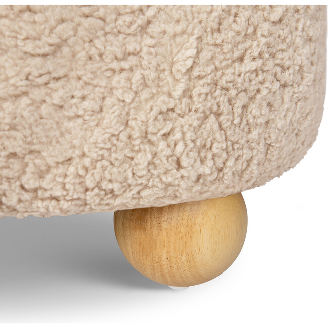 Tuffet Storage Ottoman in Chai Shearling with Honey Ball Feet - Ottomans - 2