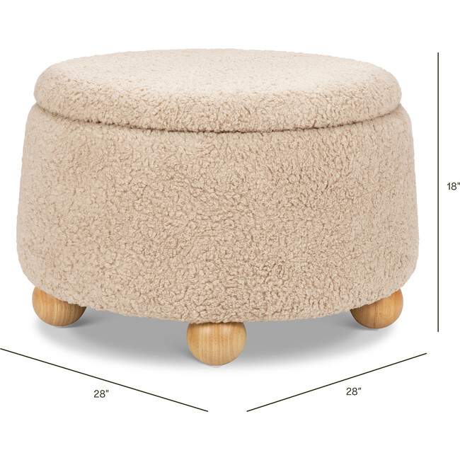 Tuffet Storage Ottoman in Chai Shearling with Honey Ball Feet - Ottomans - 3