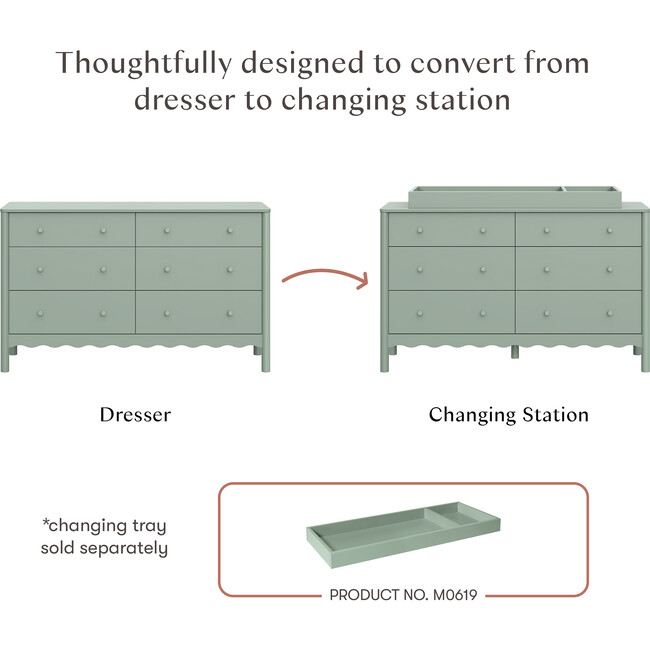 Swell 6-Drawer Assembled Dresser in Light Sage - Dressers - 7