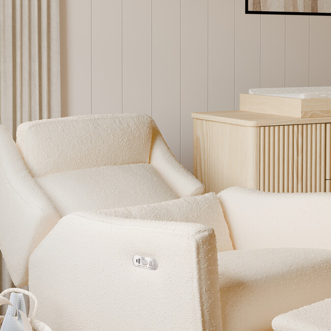 Kiwi Plus Power Recliner and Swivel Glider with Power Adjustable Headrest and USB Port in Performance Ivory Boucle - Glider - 4