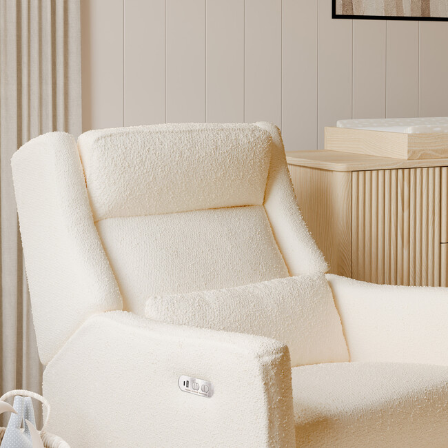 Kiwi Plus Power Recliner and Swivel Glider with Power Adjustable Headrest and USB Port in Performance Ivory Boucle - Glider - 5
